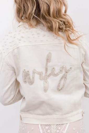 Heirloom Bridal Classic Pearl Beaded Text Jacket #0 default Black Denim thumbnail