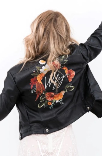 Heirloom Bridal Boho Florals Leather Jacket #0 default Black thumbnail