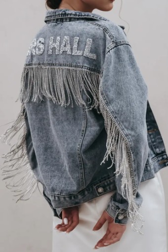 Heirloom Bridal Rhinestone Fringe Jacket #0 default Classic Blue thumbnail